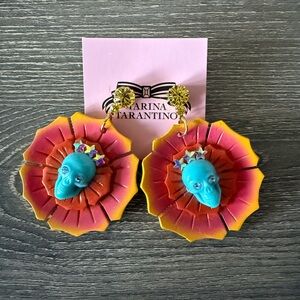 Tarina Tarantino Orange and Blue Skull King Earrings